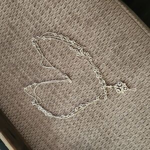 Express silver tone crystal 3 strand necklace, like New. RARE!
